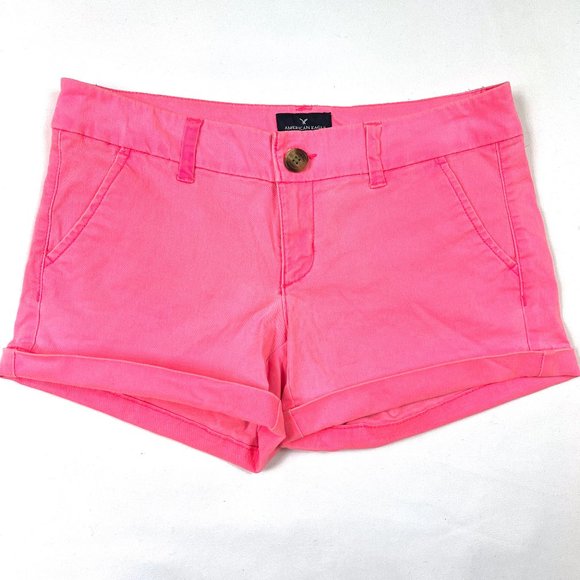 American Eagle bright pink denim midi shorts 4 - Picture 2 of 9